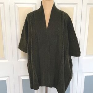 Cabi Forest Green Cable Knit Open Front Cardigan Wrap Sweater 145 SM
